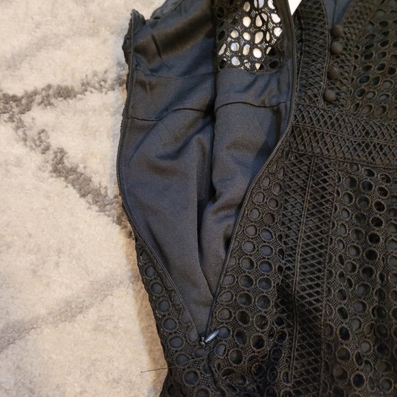 Dex Sleeveless Black Crochet Eyelet Midi Dress - Picture 8 of 14